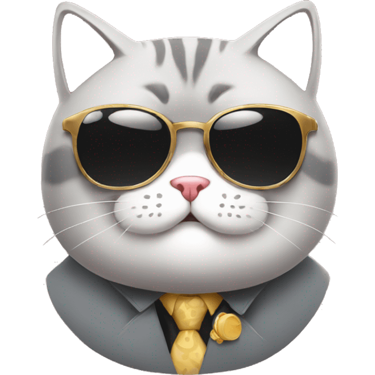 Mafia cute and cool chubby cat emoji