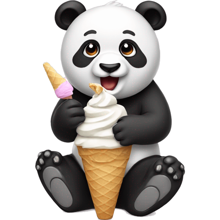 Panda eating ice cream emoji