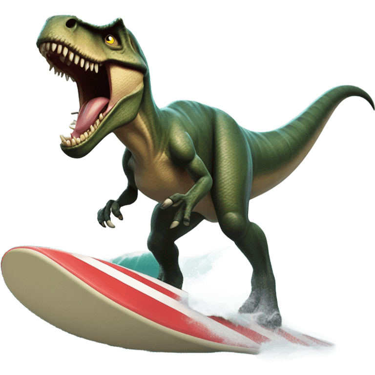 T rex surfing a tsunami emoji