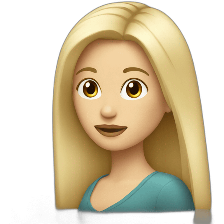 Mujer rubia pelo largo y con flequillo emoji