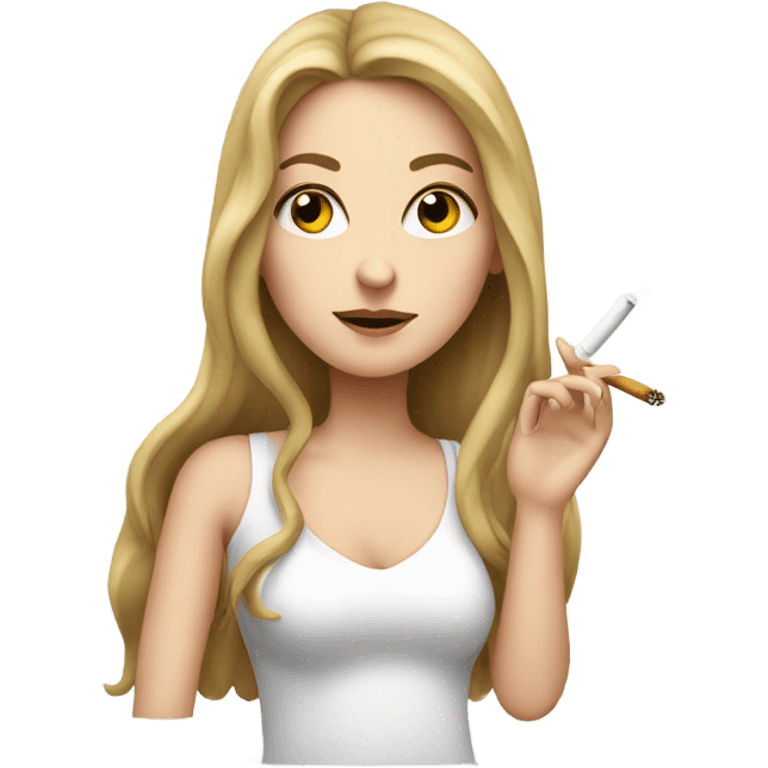 White girl with long hair smoking a cigarette  emoji