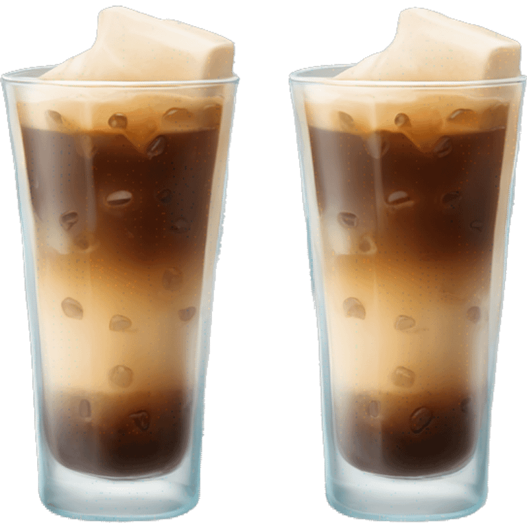 Ice coffee in glass with ice cubes  emoji