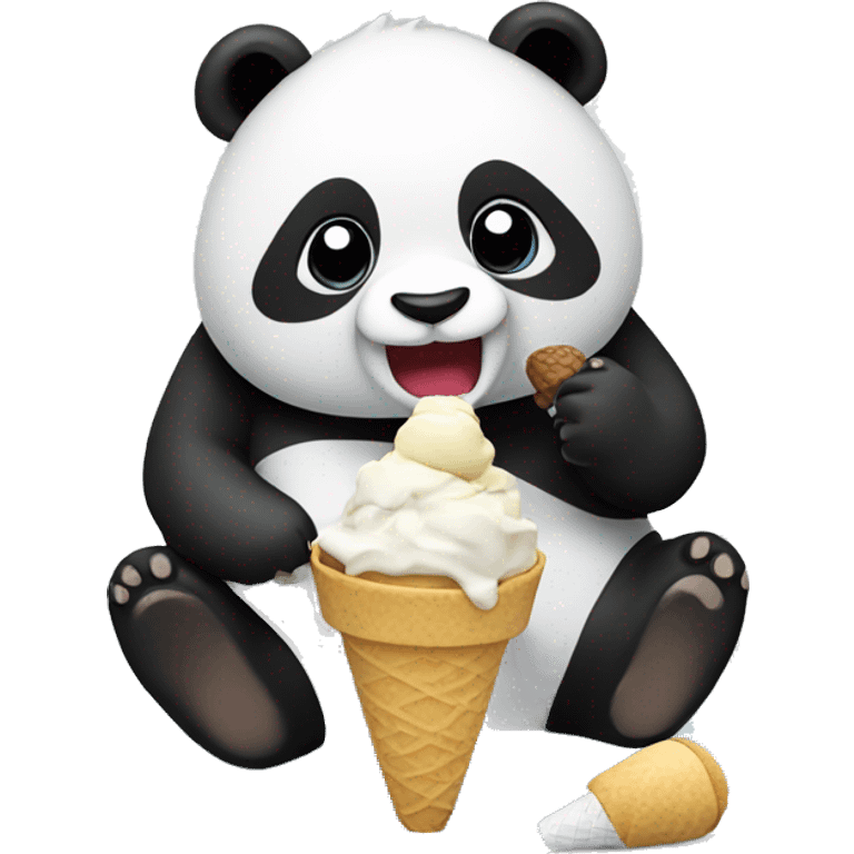 Panda eating ice cream emoji