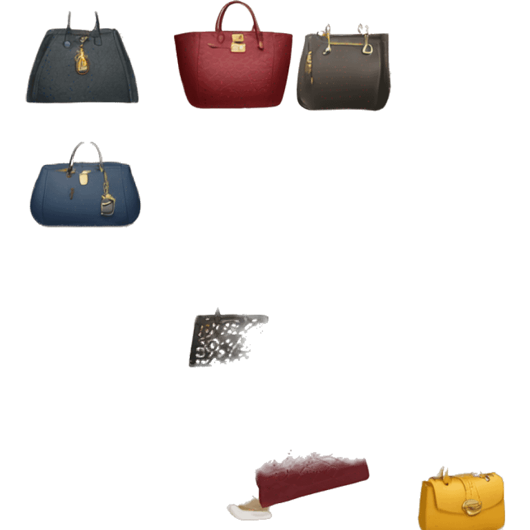 A walking closet with luxury brands purses and shoes  emoji