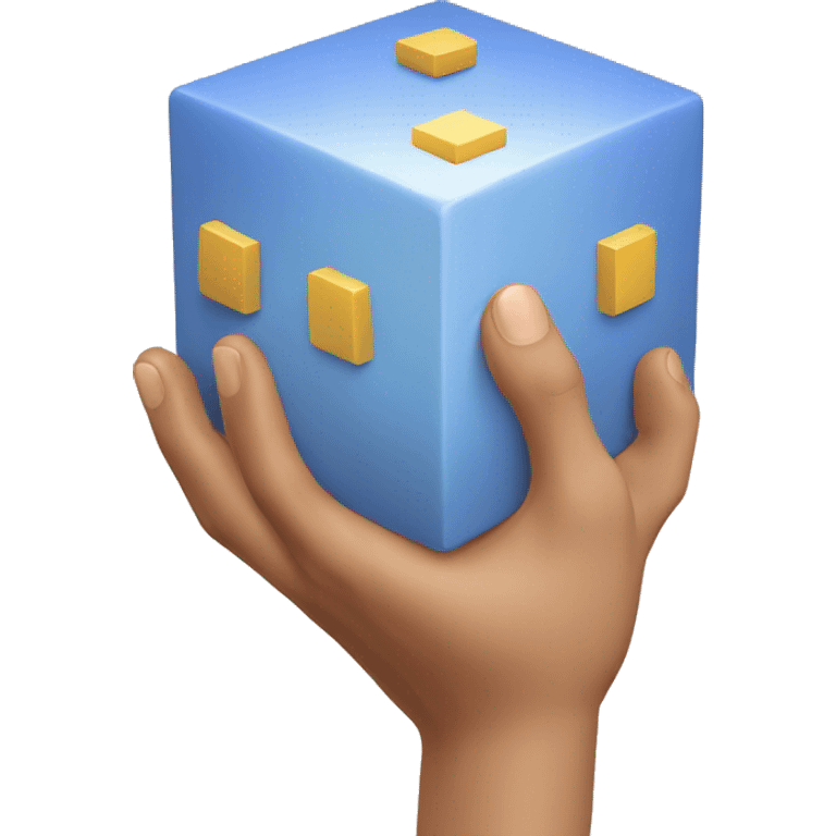 a hand touching a cube emoji