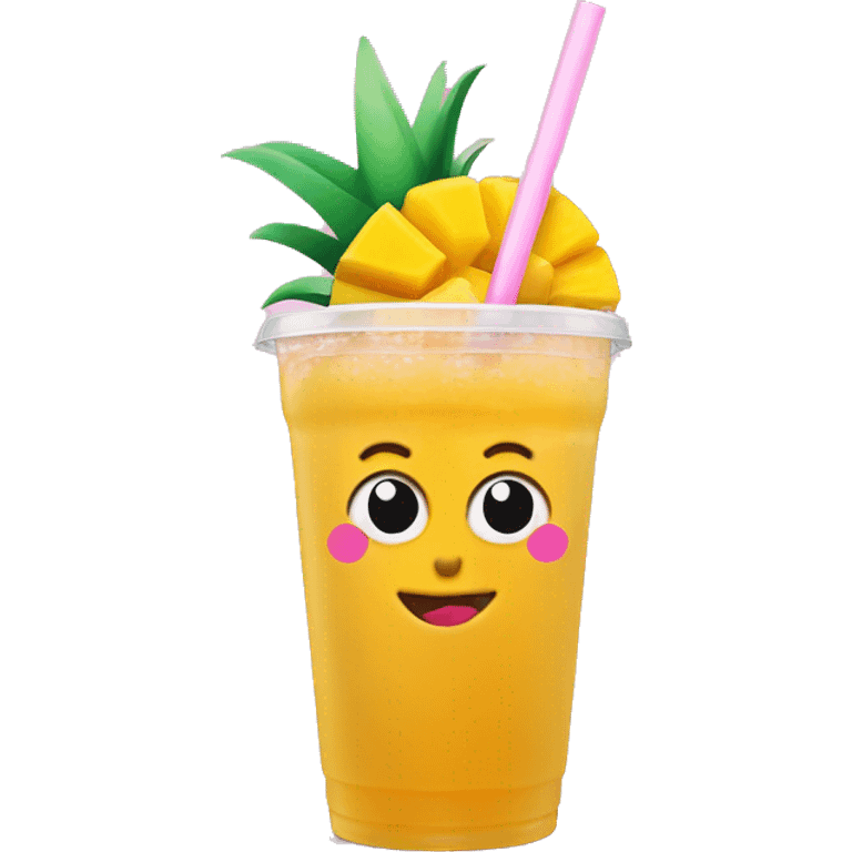 Dunkin donuts mango pineapple drink refresher with straw emoji