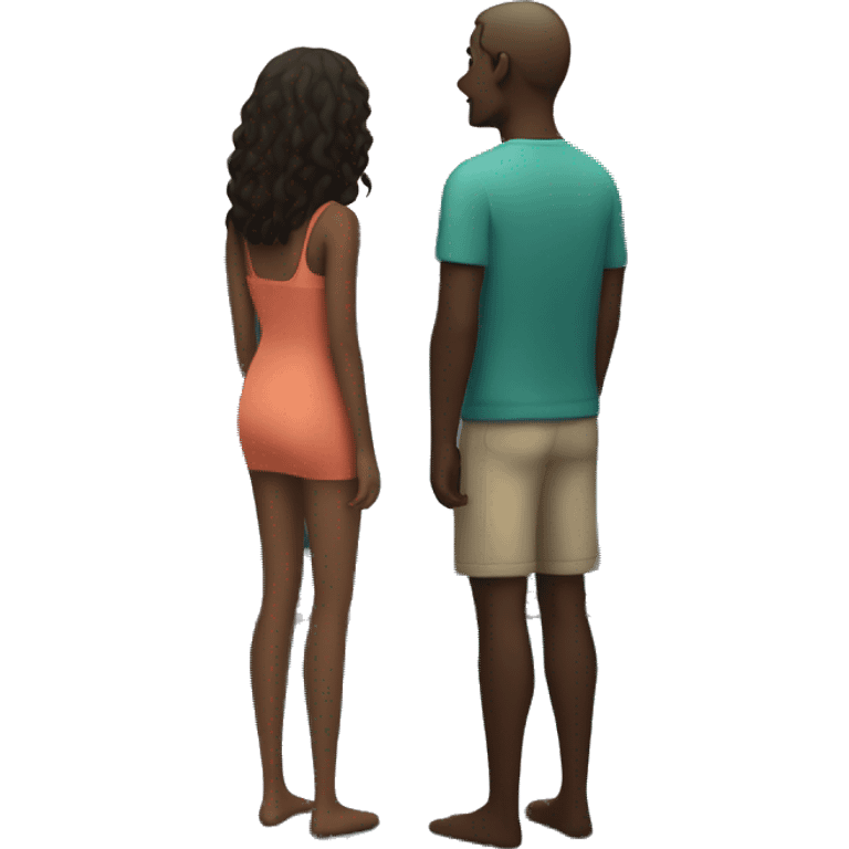 Man and woman are looking at the sea at night emoji