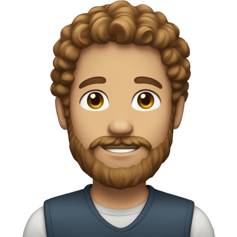 a person with curly, light brown hair and a beard. They have a gentle expression emoji