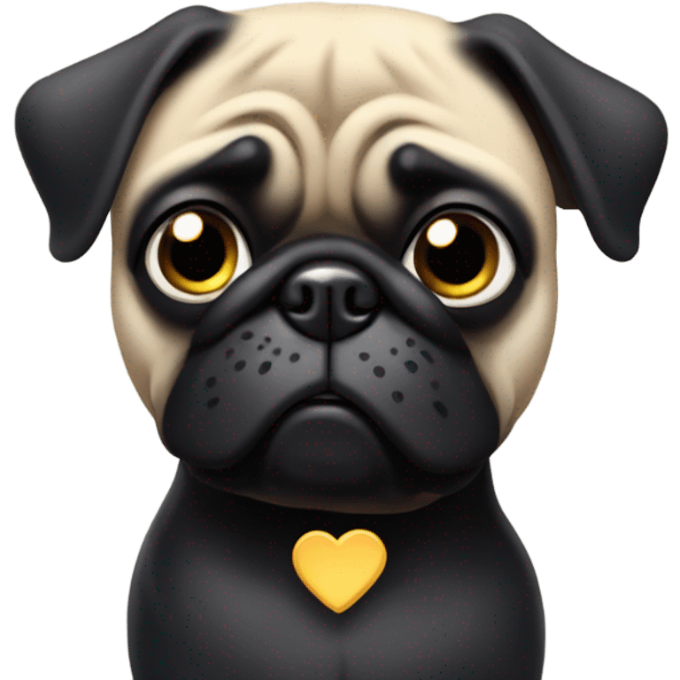 Black pug giving the thumbs down sign with paw emoji