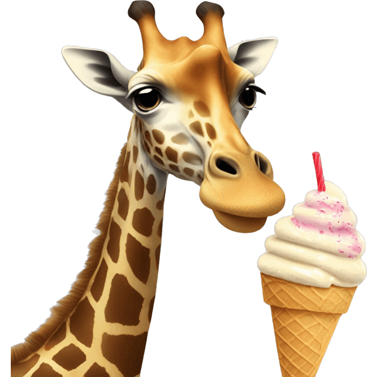 Giraffe eating ice cream  emoji