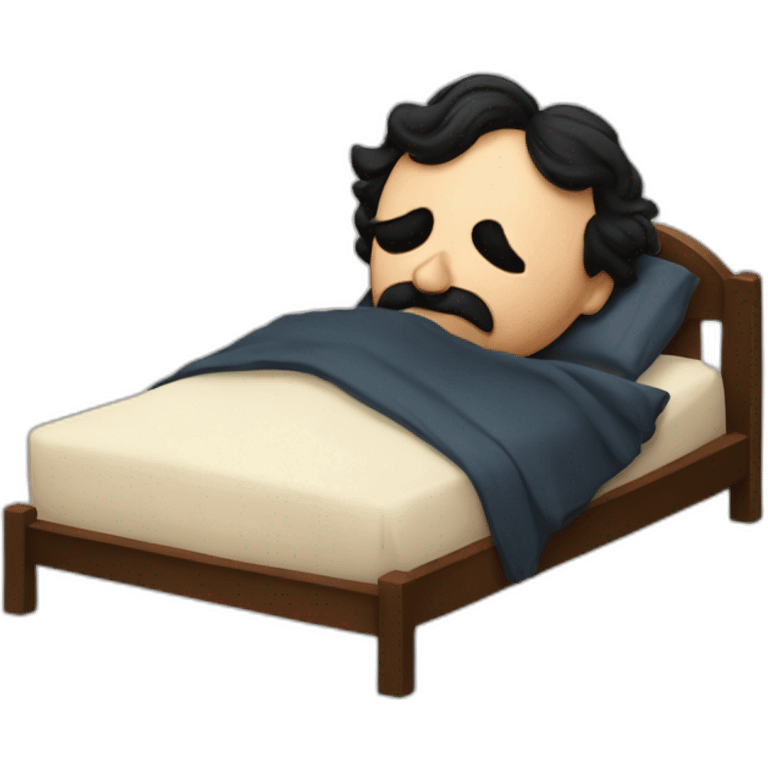 Edgar Alan Poe durmiendo en su cama emoji