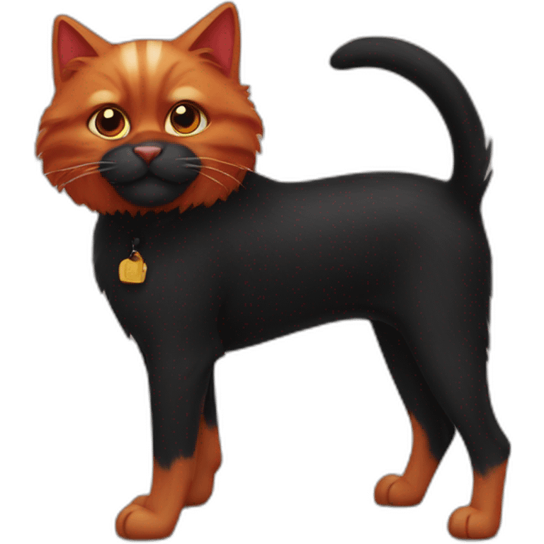 Red cat over a black dog emoji