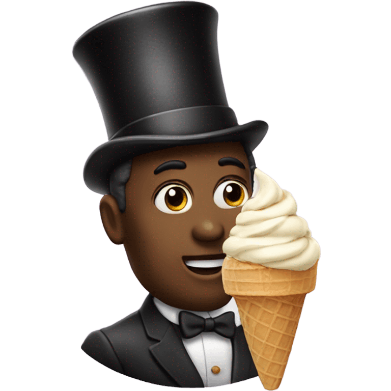 Ice cream eating a man with a top hat emoji