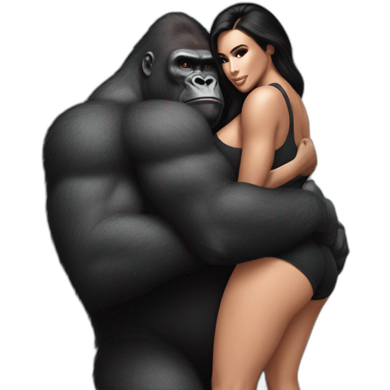 Big Buff Gorilla holding Kim Kardashian from back emoji