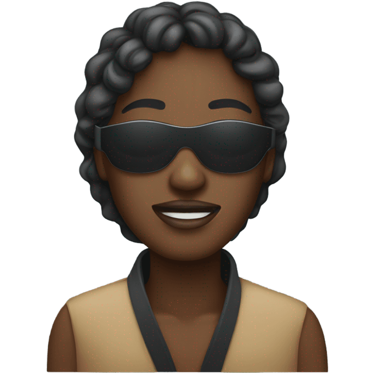 Black woman and man blind fold emoji