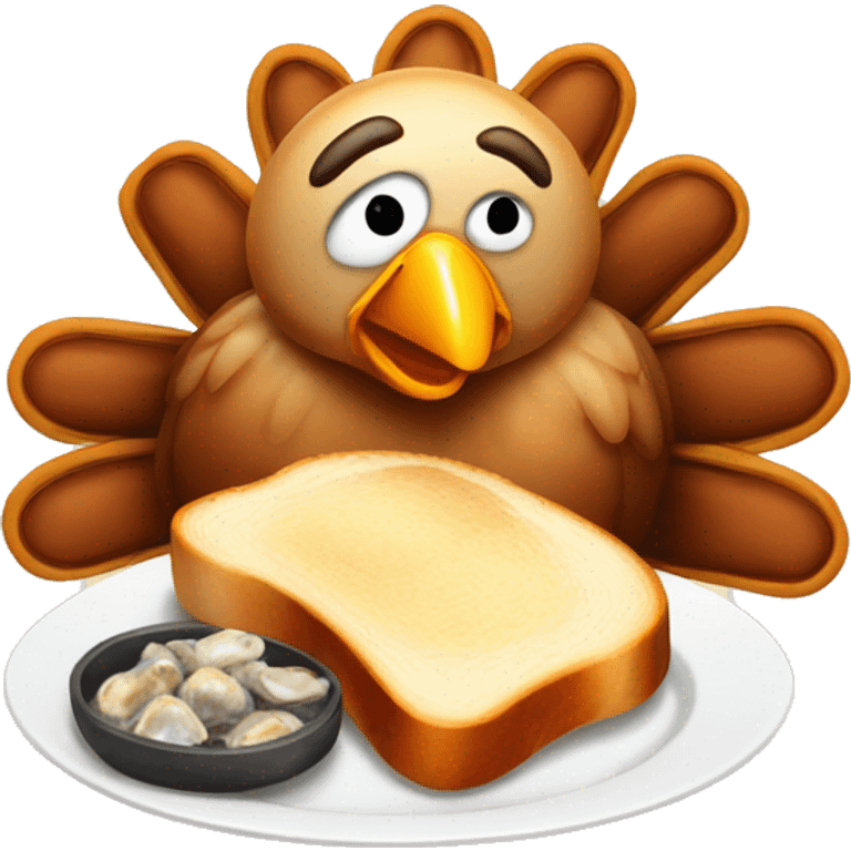 Turkey with Burnt toast and oyster emoji