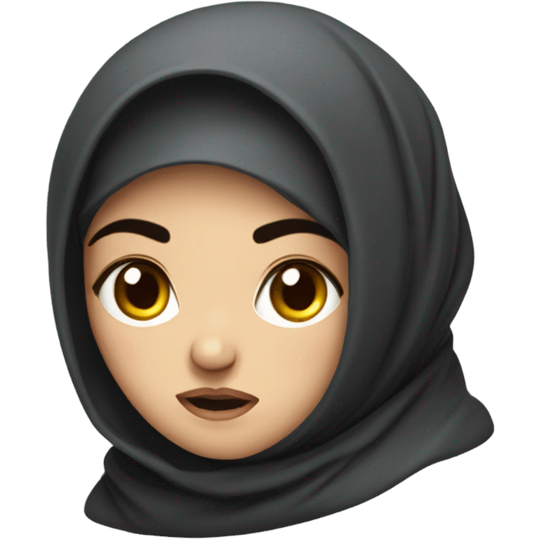 russian woman with black hair and headscarf looking angry emoji