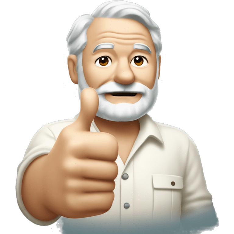 Ernest Hemingway with one thumbs up emoji