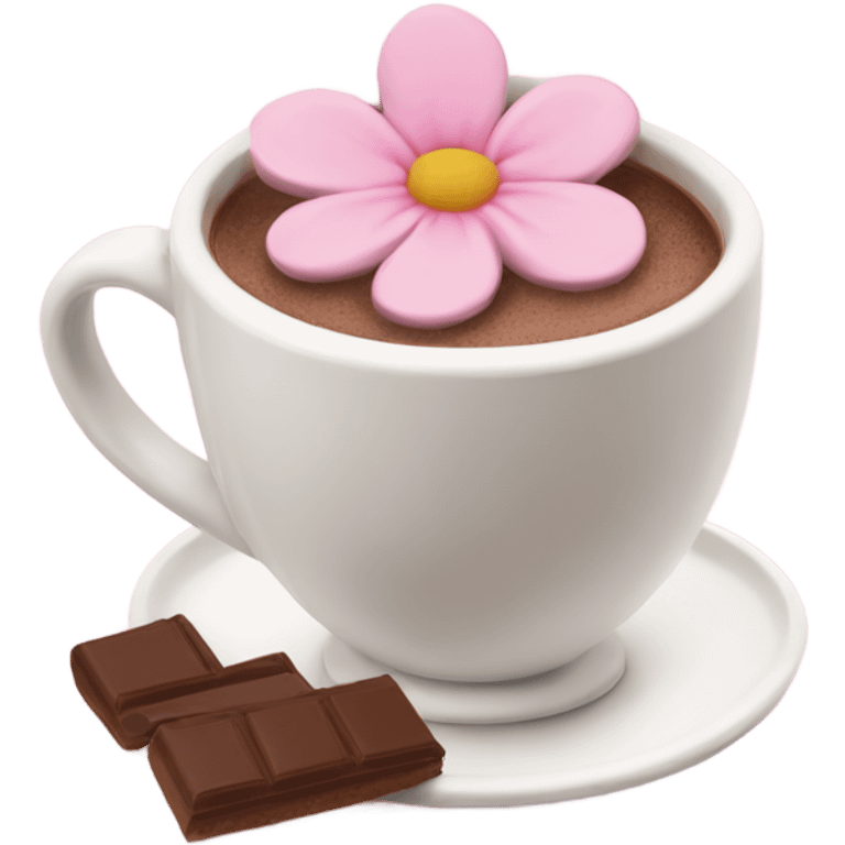 Hot chocolate with pale pink flower  emoji