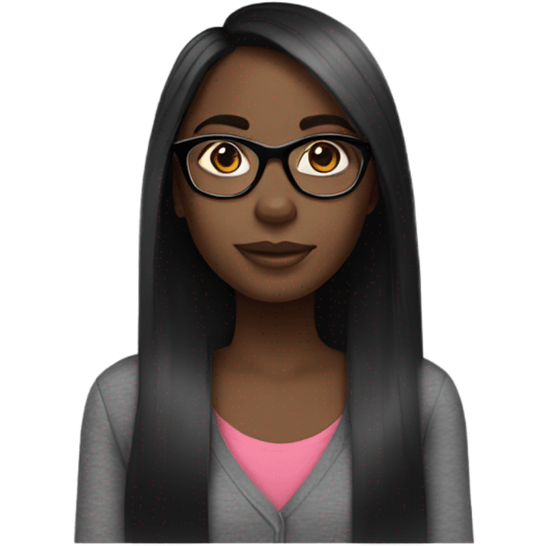 straight hair black girl with glasses emoji