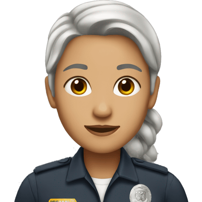 Security guard, woman, gray hair, light brown skin,   emoji