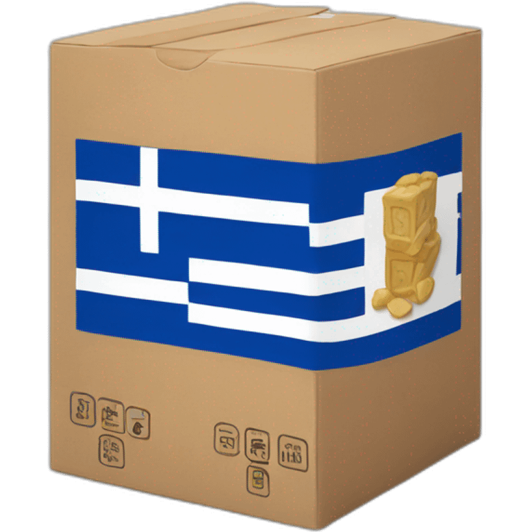 Protein box with greek flag on it  emoji