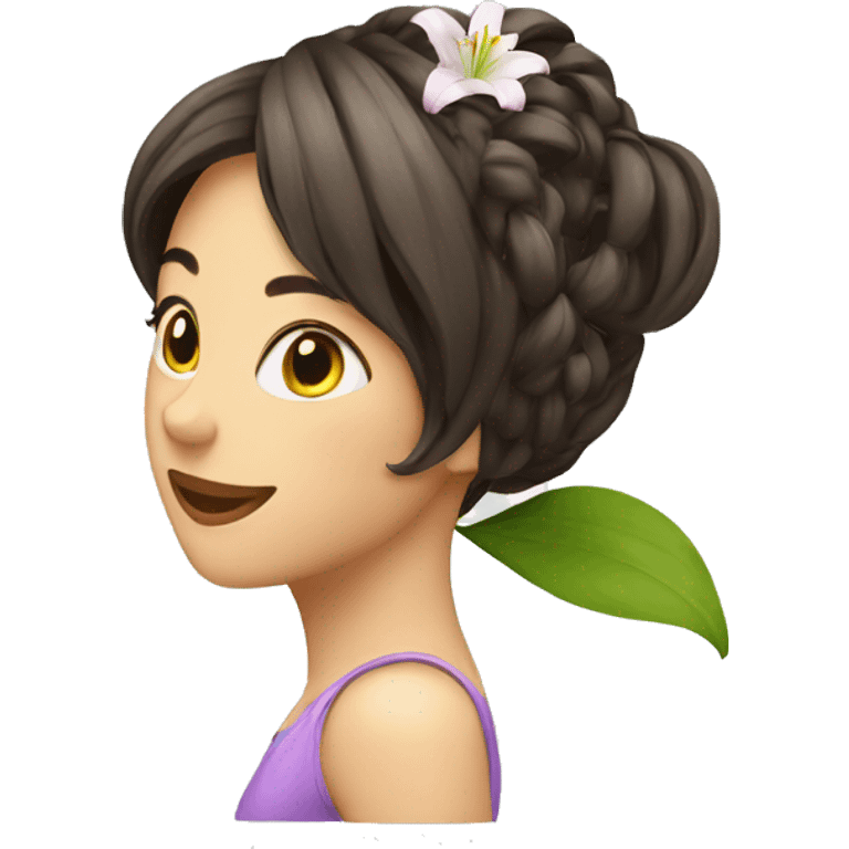 Lily flower in a women hair emoji