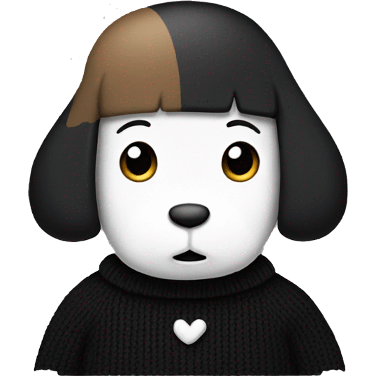 black sweater with snoopy design emoji