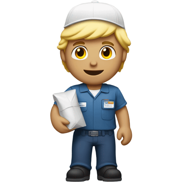  male mail carrier with blond hair and with a package wearing a white cap emoji