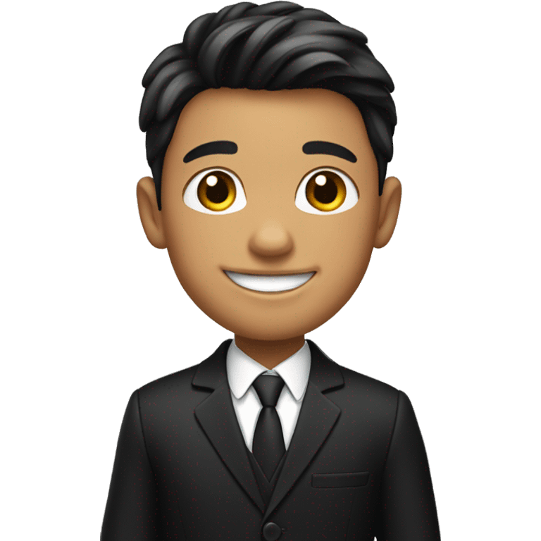 smiling young boy in black suit emoji