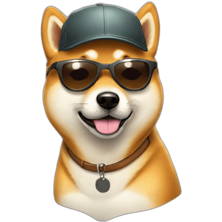 Shiba Inu in sun glasses and a cap emoji