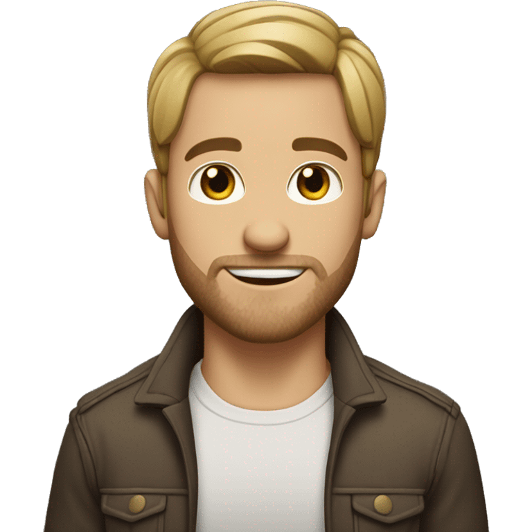 jacked white man with stubble beard and short straight up hair brown emoji