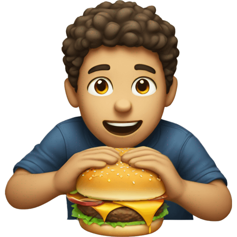 Boy eating burger  emoji