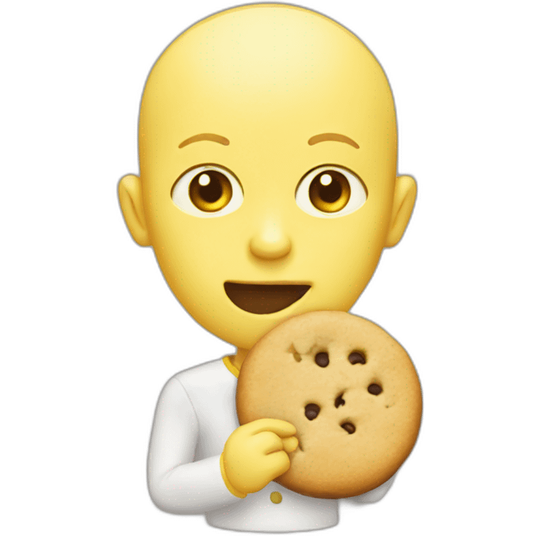 yellow bald face eating cookie emoji