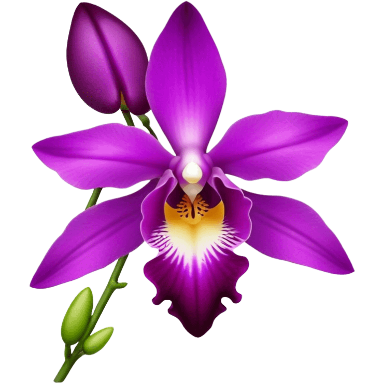 single purple Dendrobium Orchid flower, stem emoji