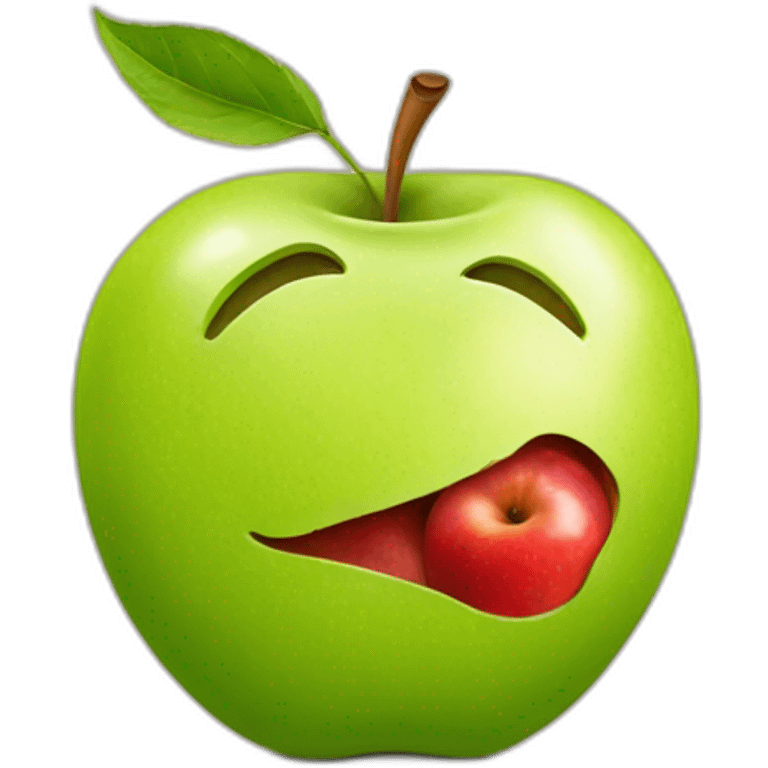 A apple with a face in a fruit bol emoji