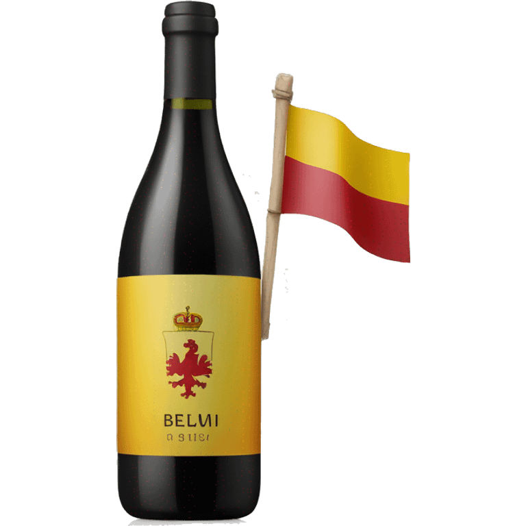 A wine bottle with the Belgium flag on the label emoji