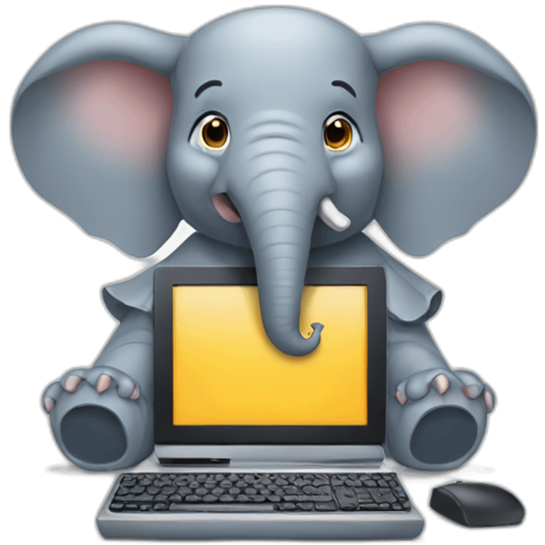 Elephant playing computer emoji