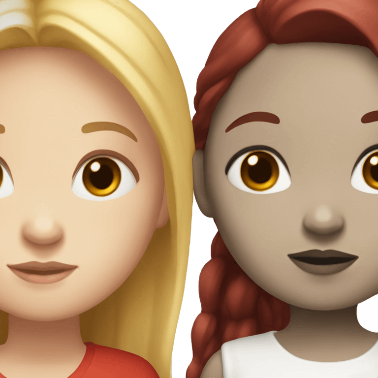 Two girls (black hair white skin and red hair white skin) emoji