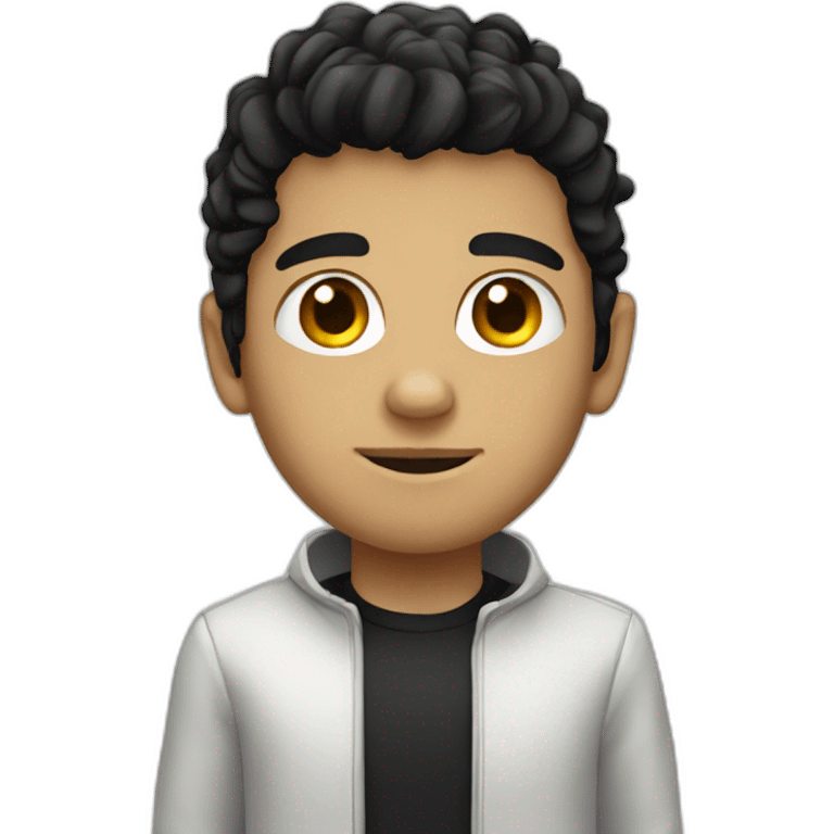 young white guy, black hair, science fiction emoji