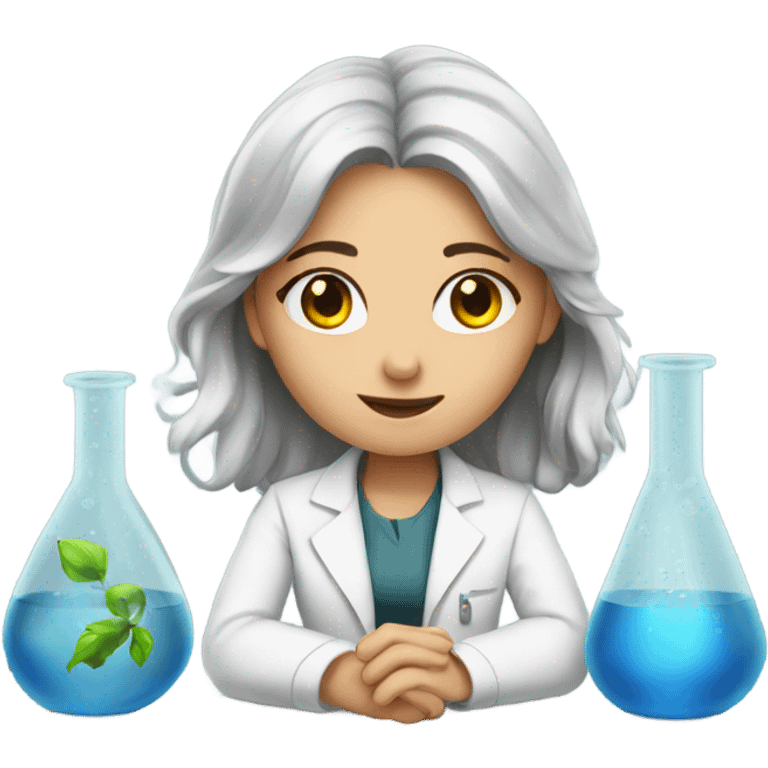 European girl in the laboratory emoji