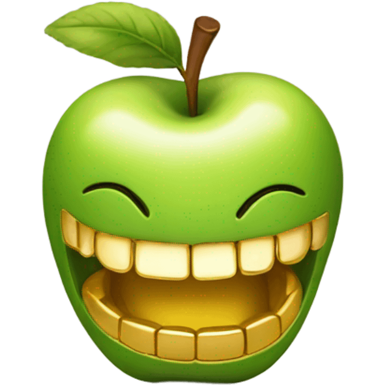 Apple with gold teeth  emoji