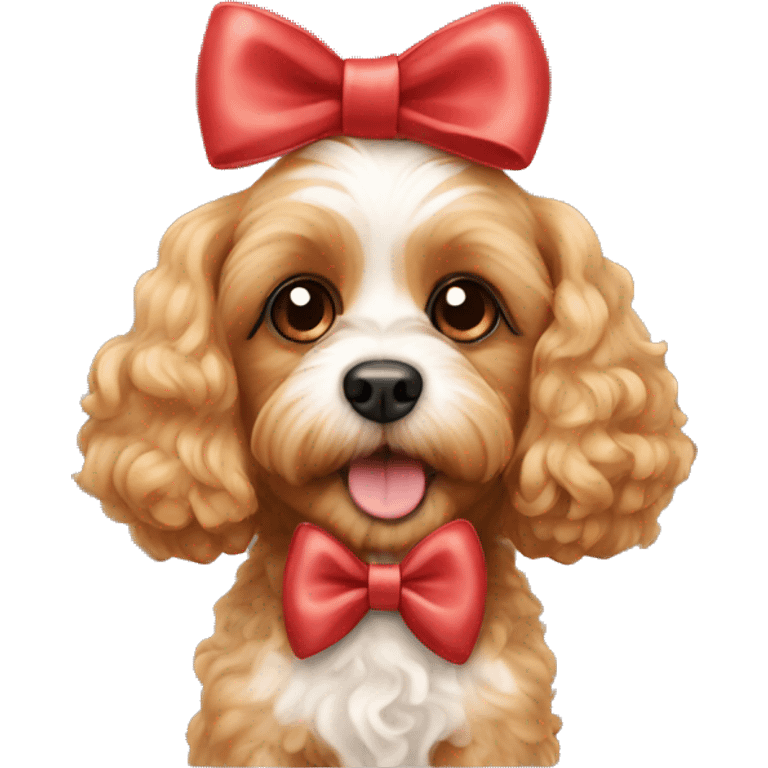 Cavapoo dog with bow emoji