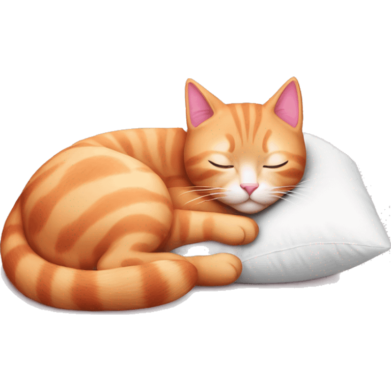 Pink cat sleeping on a white pillow emoji