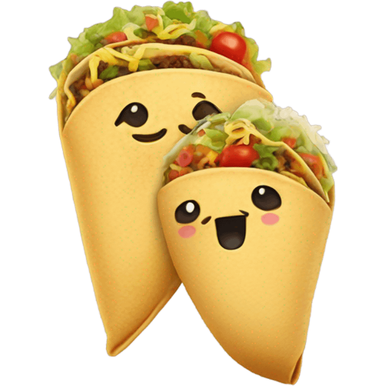 Taco holding hands with burrito emoji