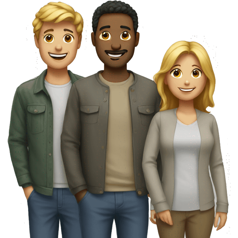 three people happy standing together  emoji