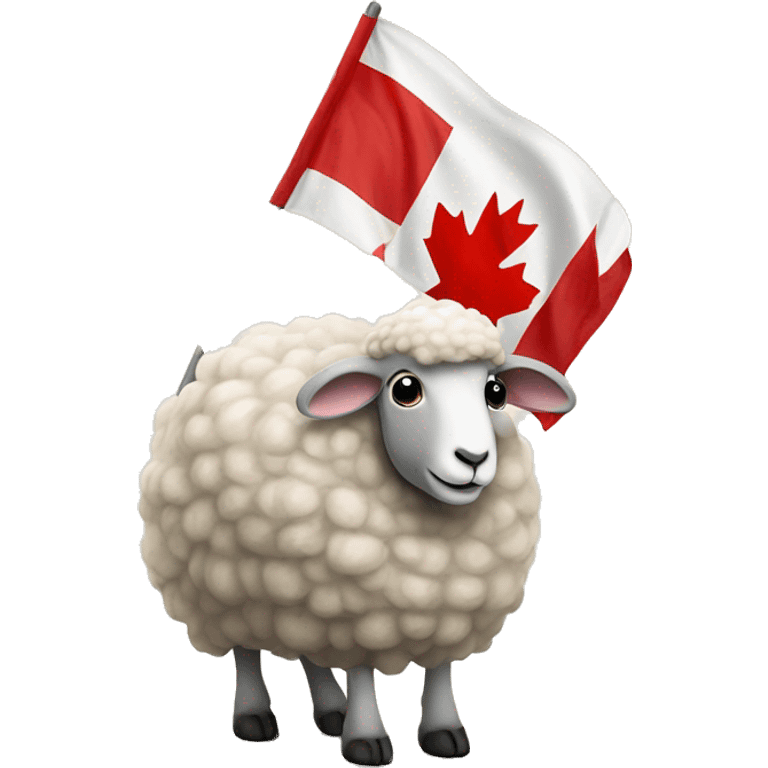 Sheep waving a Canadian flag emoji