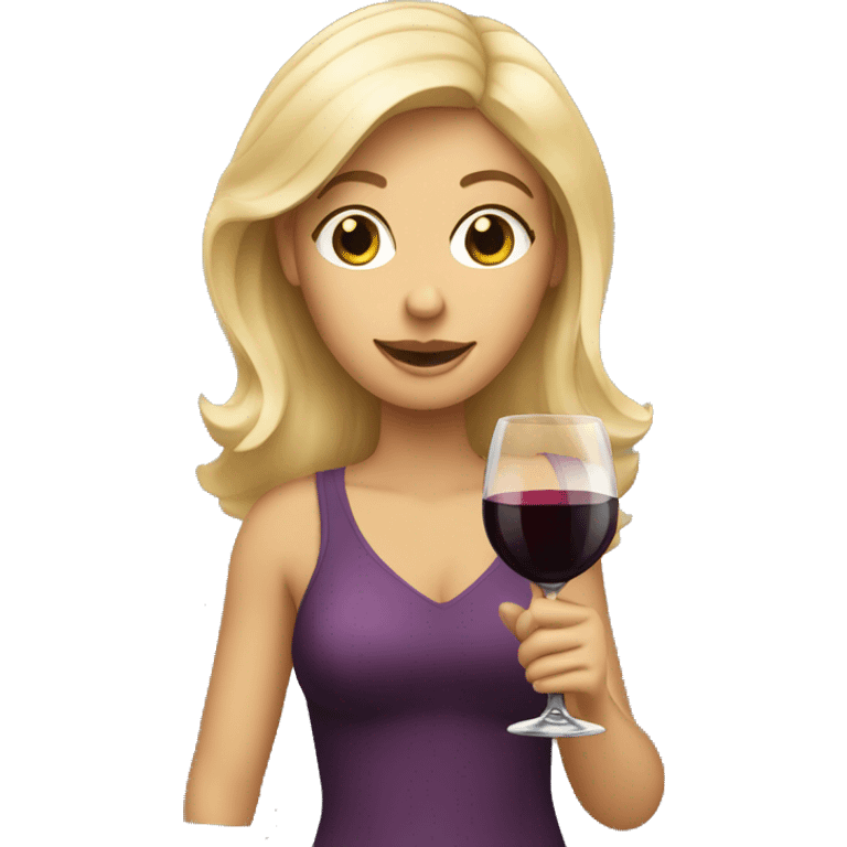 A blonde woman holding up a wine glass emoji