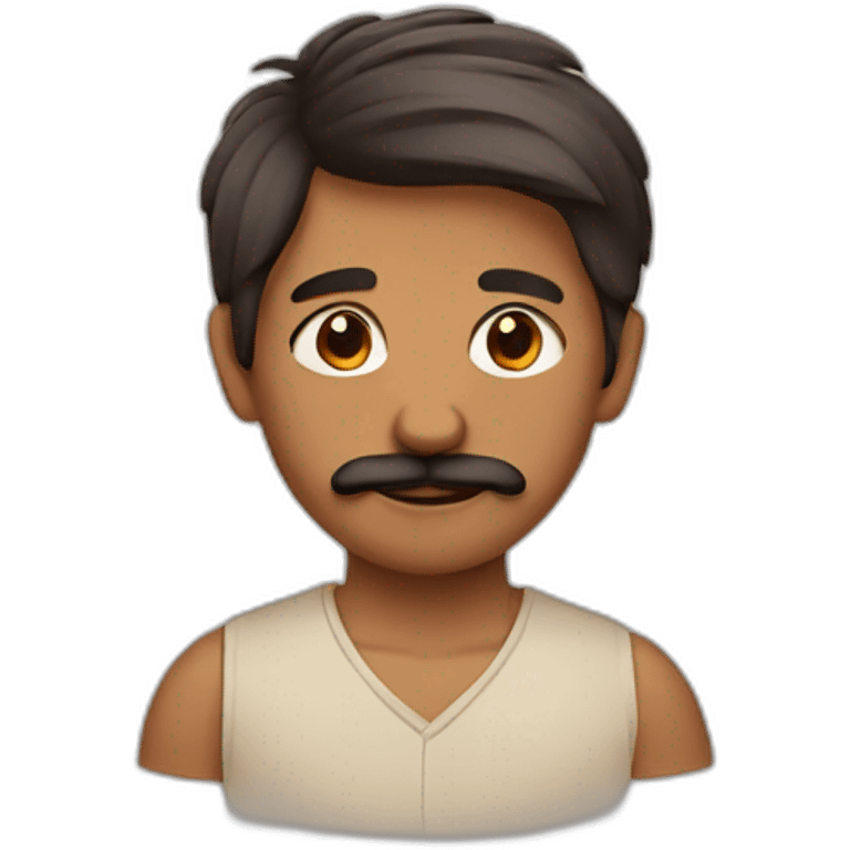 Boy with thin hair and mustache and Indian brown face  emoji