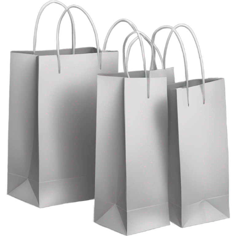 three aesthetic grey shopping bags emoji